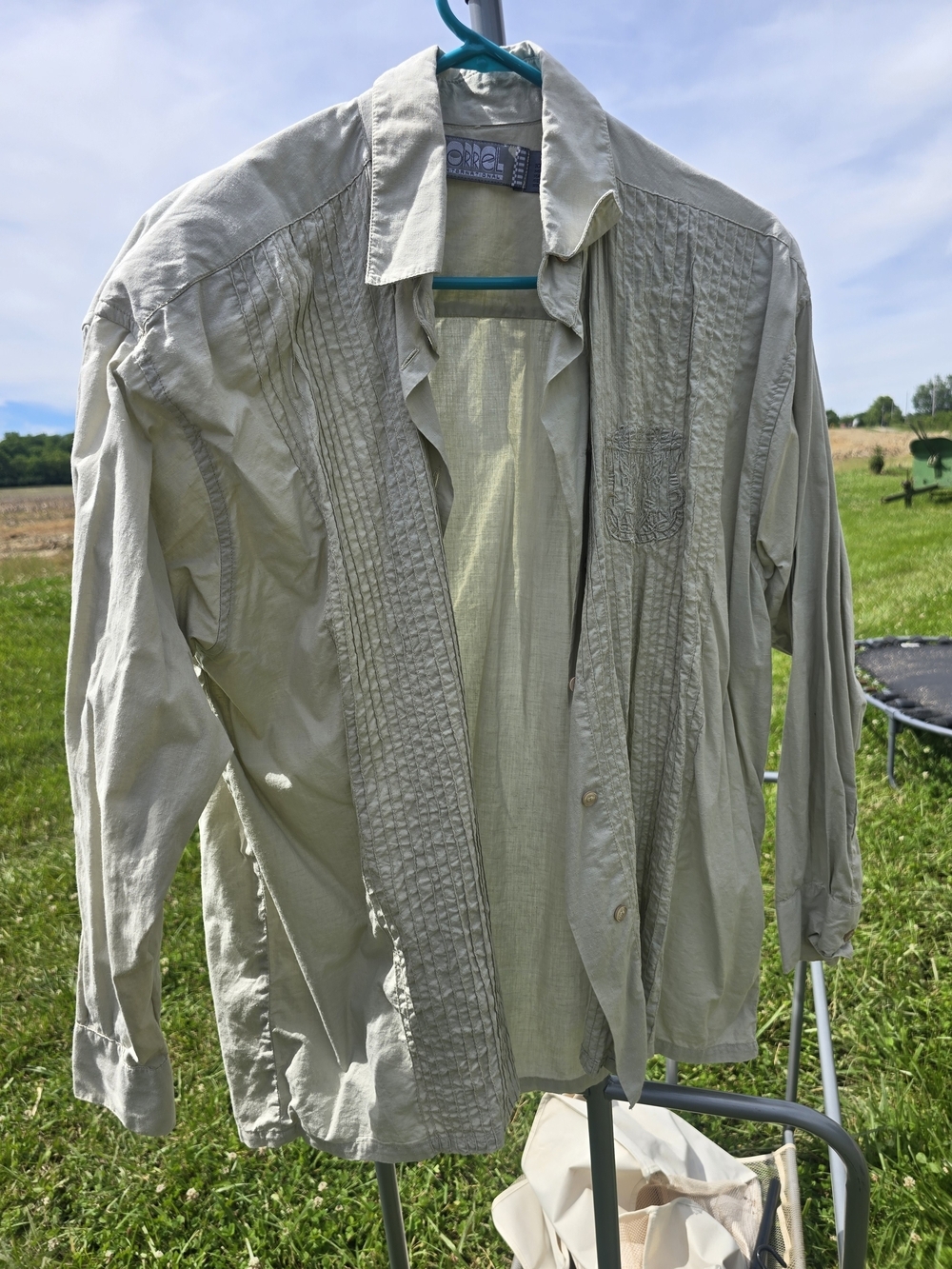 Vintage SORREL International Pleated Button Down Shirt Khaki Sage L